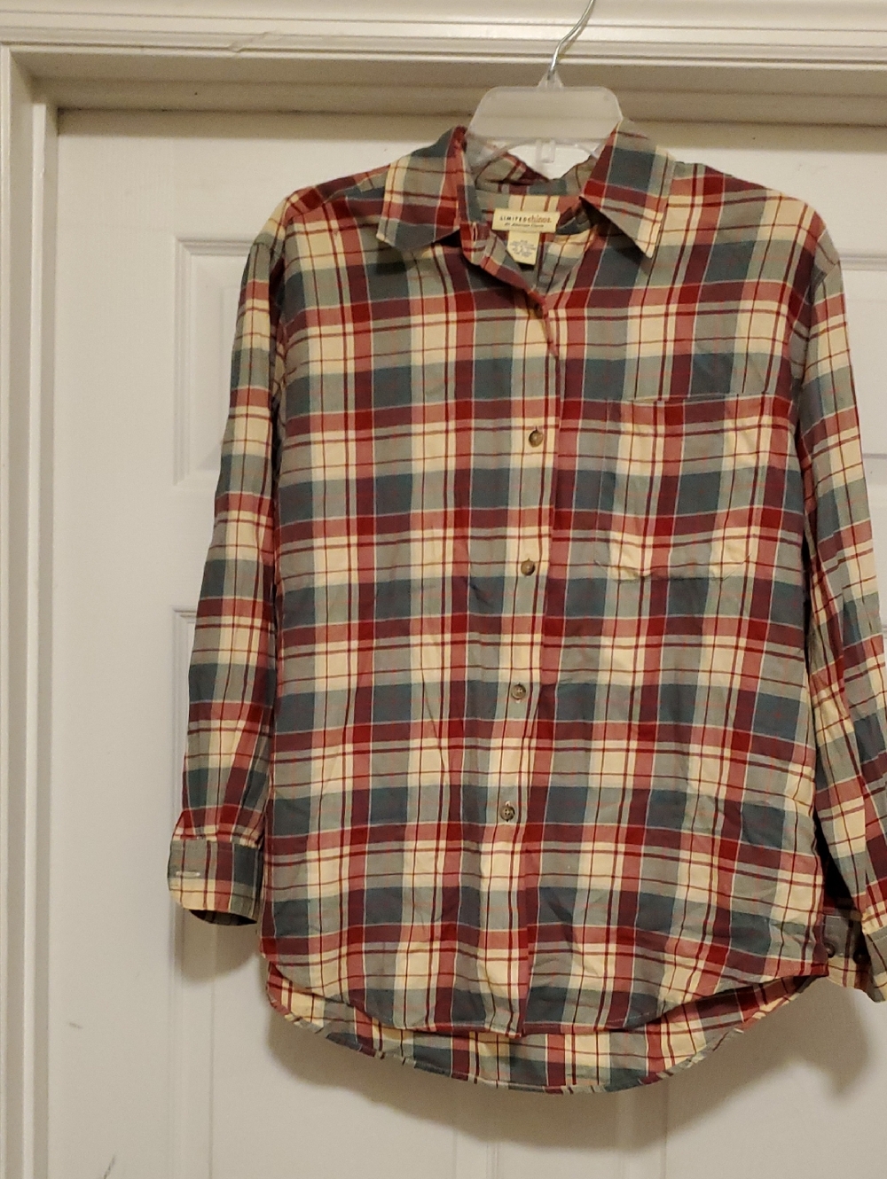 The Limited Plaid Button-Down in Red, Blue & Cream